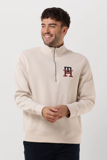 Gebroken wit TOMMY HILFIGER Trui ESSENTIAL MONOGRAM HALF ZIP - large