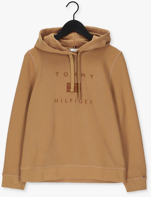 Khaki TOMMY HILFIGER Sweater REGULAR FLOCK HOODIE - large