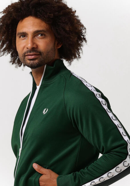 Groene FRED PERRY Vest TAPED TRACK JACKET - large