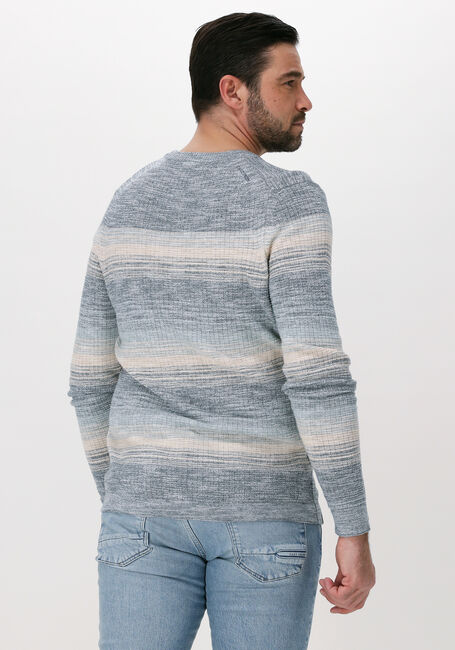 Blauwe CAST IRON Trui R-NECK COTTON SLUB STRIPE - large