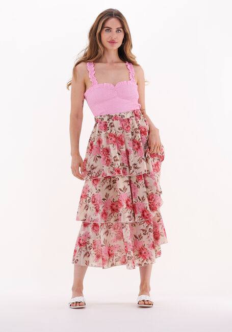 Roze NA-KD Midirok MIDI FRILLED SKIRT - large