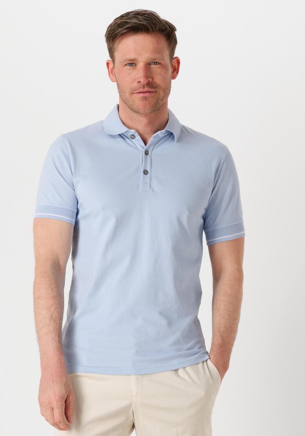 GENTI Heren Polo's & T-shirts Polo 3 Button Ss J2001-1212 Lichtblauw