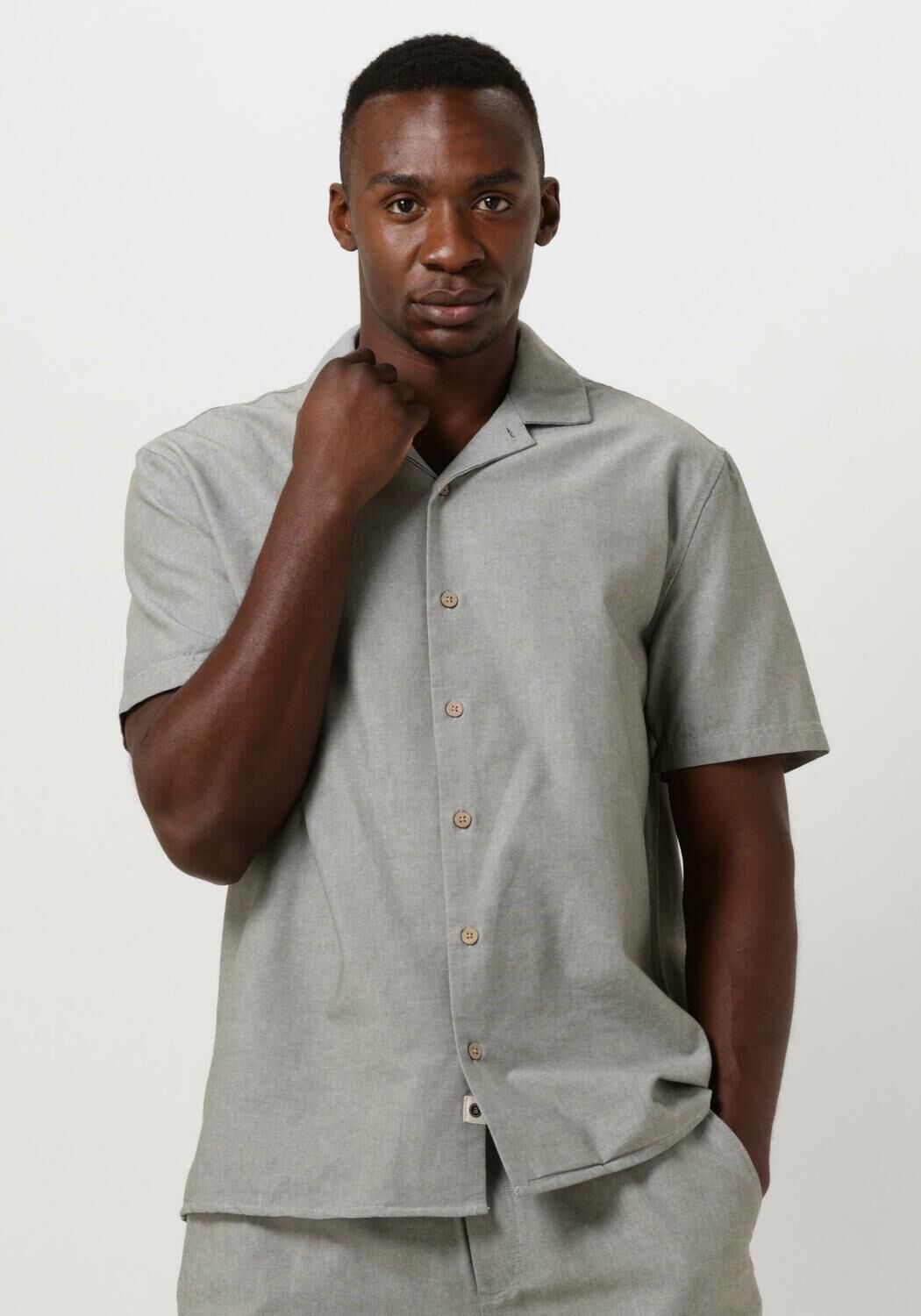 olijf anerkjendt casual overhemd akleon s s cot linen shirt