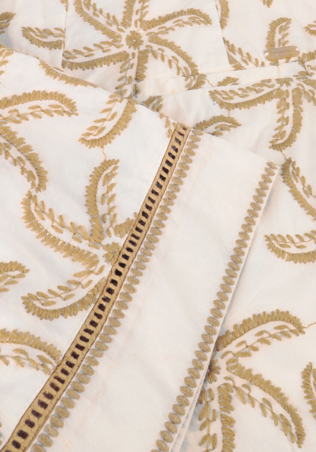 Beige SCOTCH & SODA Broeken STARFISH EMBROIDERED HIGH-RISE LINEN SHORT - large