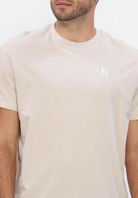Beige CALVIN KLEIN T-shirt SS 30S CLASSIC BACK MONOLOGO TEE - large