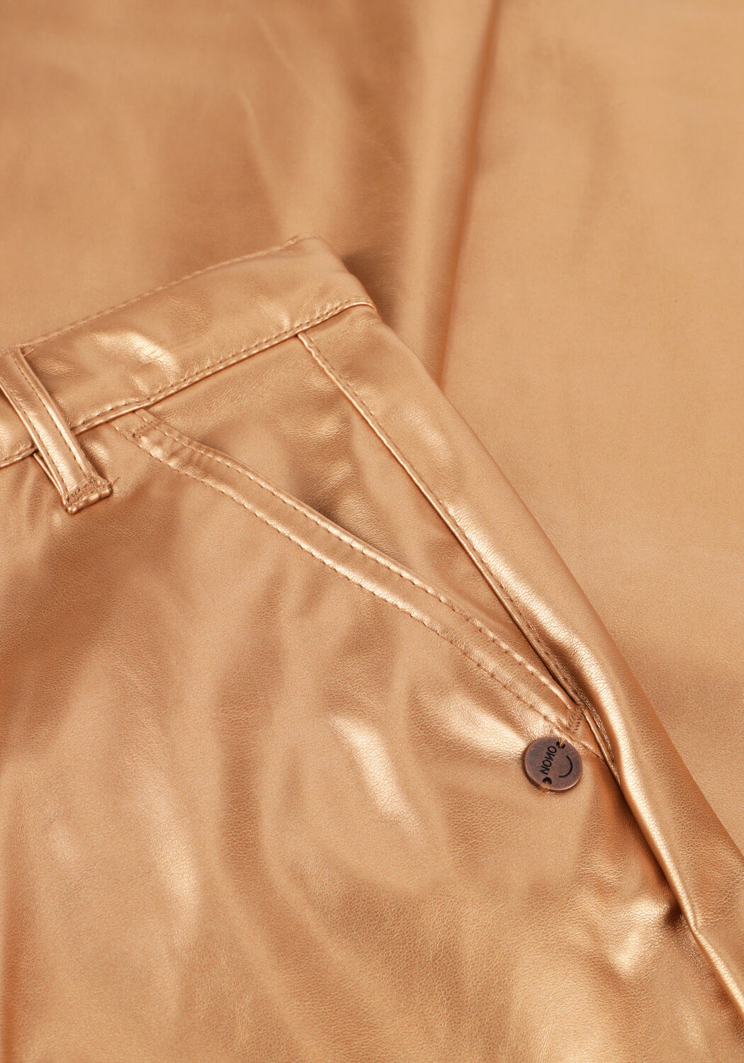 Gouden NONO Wijde broek SIMONA FAKE LEATHER WIDE LEG PANTS - large