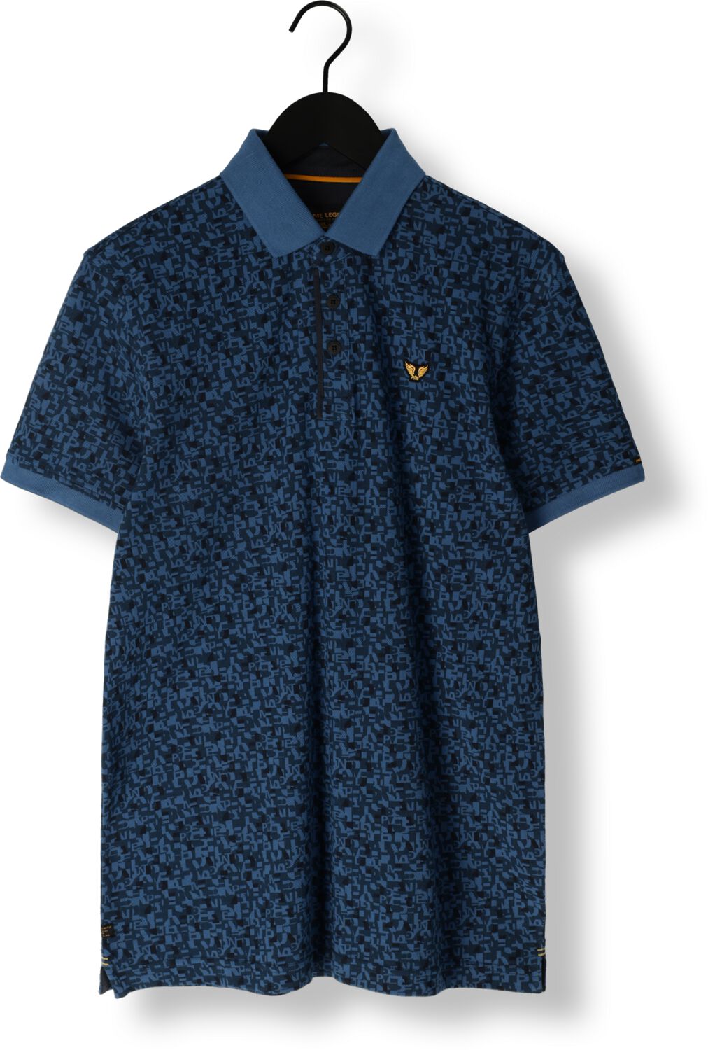 PME LEGEND Heren Polo's & T-shirts Short Sleeve Polo Fine Pique All Over Print Blauw