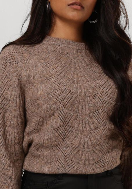 Bruine OBJECT Trui OBJFLORA RE L/S KNIT PULLOVER - large