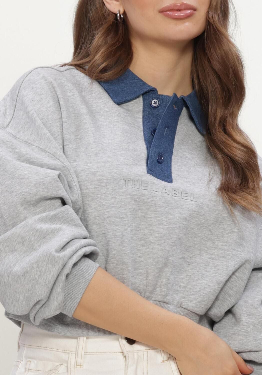 ALIX THE LABEL Dames Truien & Vesten Ladies Knitted Polo Sweater Grijs