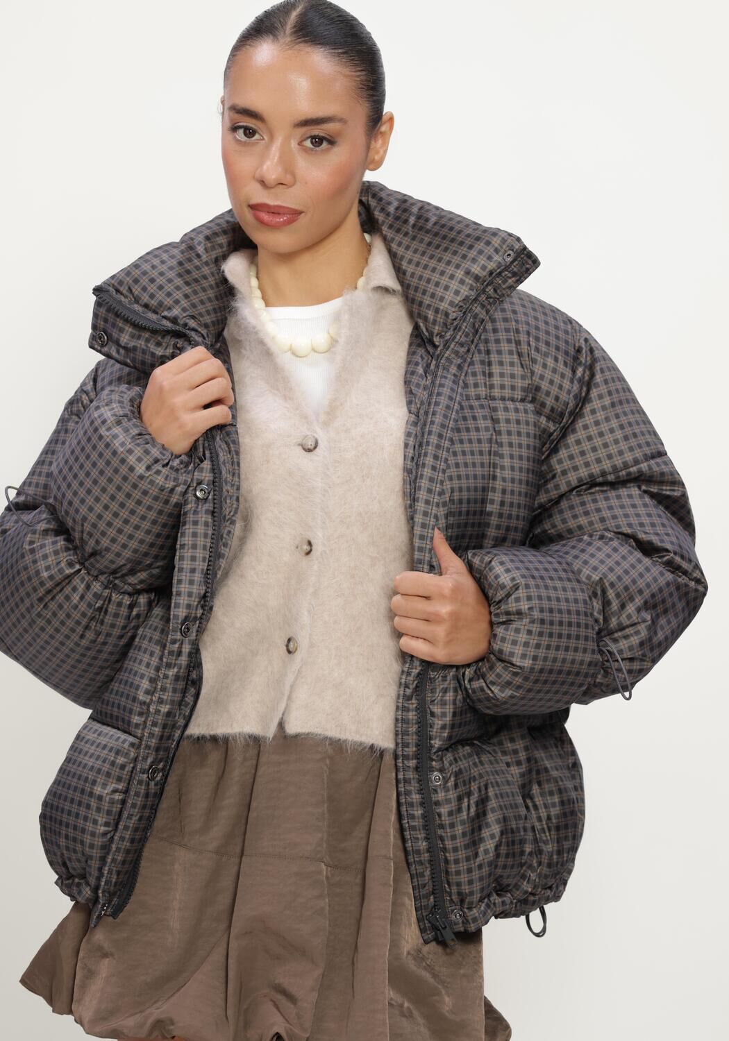 Donkergrijze MODSTR&Ouml;M Gewatteerde jas ODINMD PRINT JACKET - large