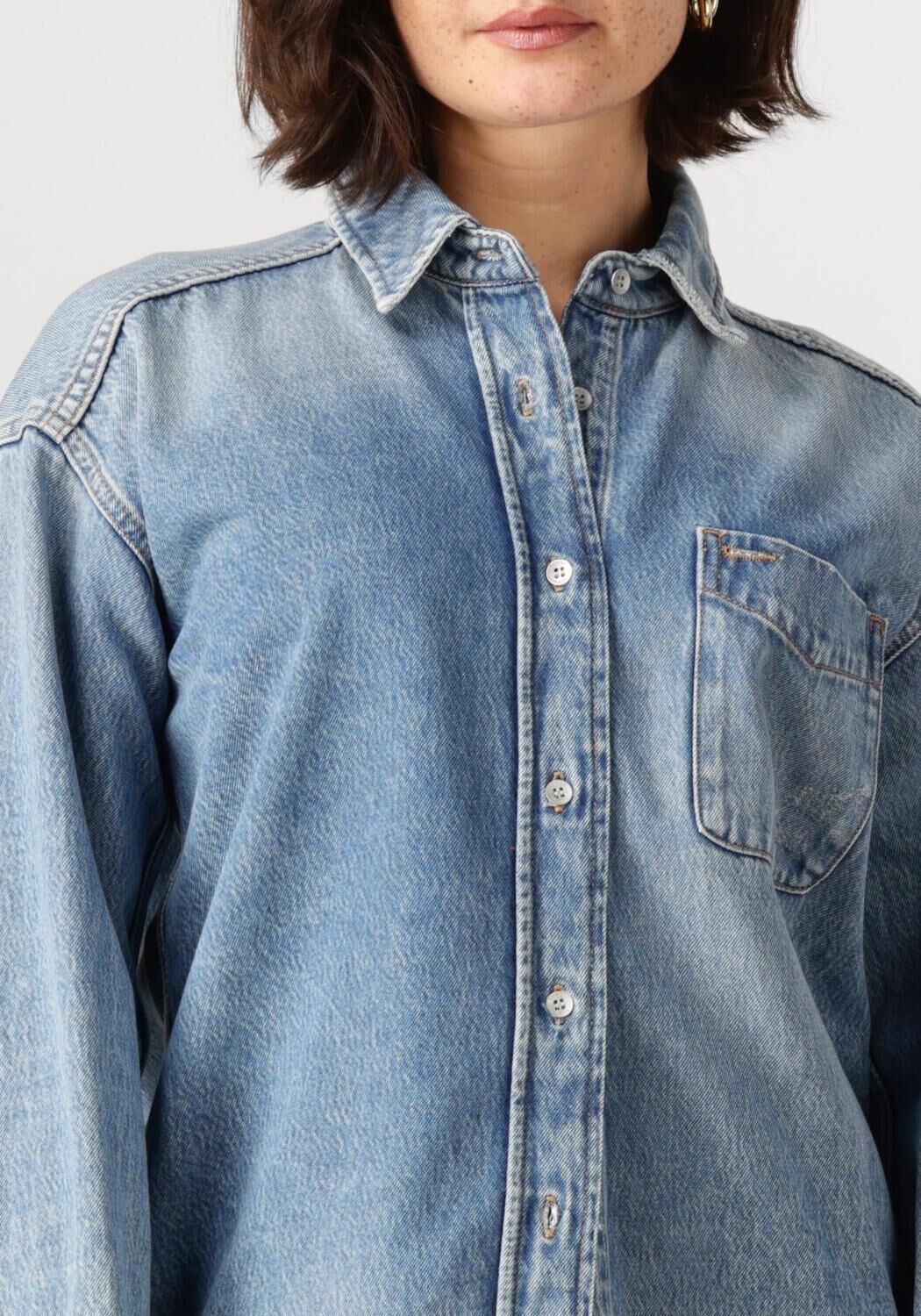 TOMMY JEANS Dames Blouses Relaxed Fit Overshirt Ai6037 Ext Blauw