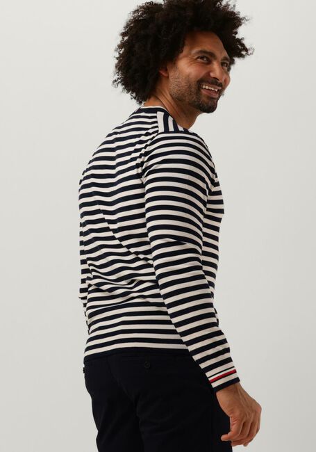 Blauw/wit gestreepte TOMMY HILFIGER Sweater 1985 CREW NECK SWEATER - large