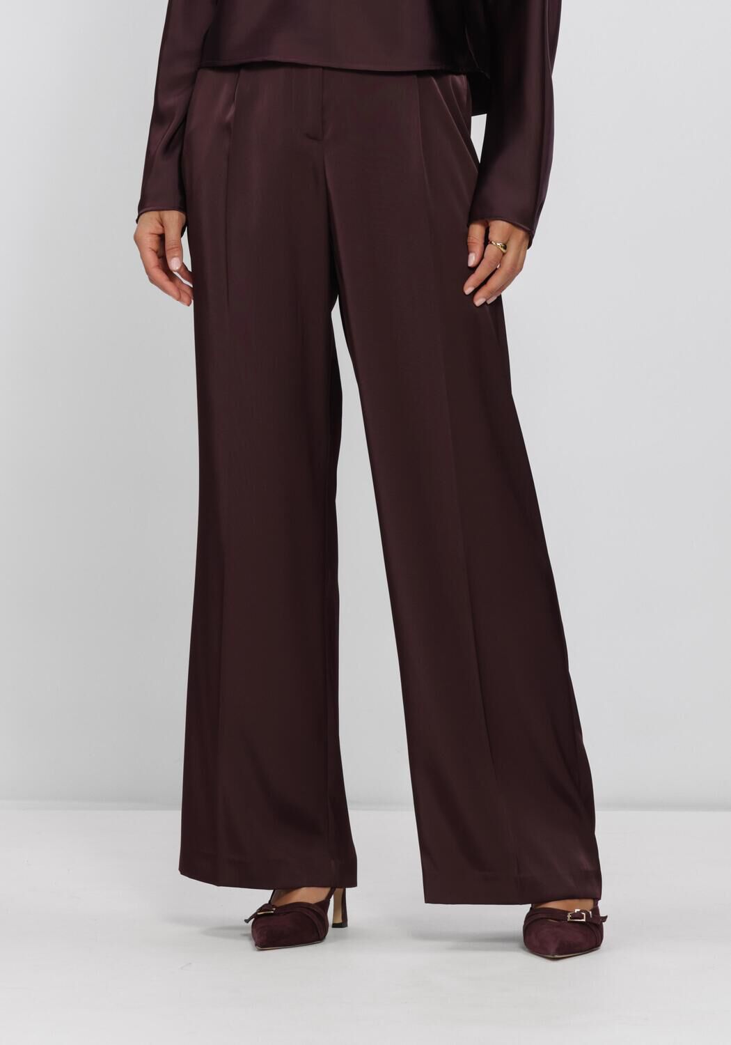 Bordeaux DANTE6 Wijde broek JULES BOLD SATIN SMART PANTS - large