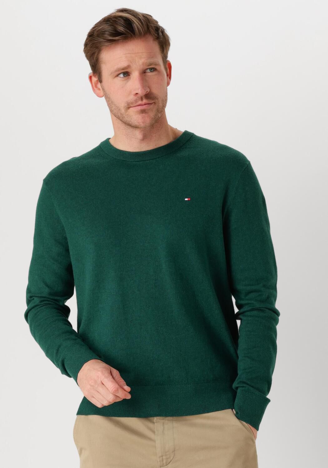 TOMMY HILFIGER Heren Truien & Vesten Pima Org Ctn Cashmere Crew Neck Donkergroen