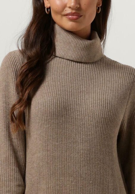 Beige OBJECT Midi jurk OBJMALENA L/S ROLLNECK DRESS NOOS - large
