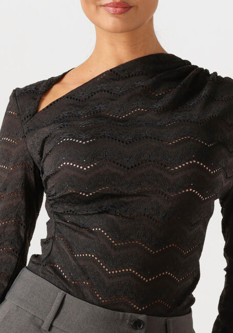Zwarte HAUTE L'AMITIÉ Blouses LACE DRAPE NECK BLOUSE - large
