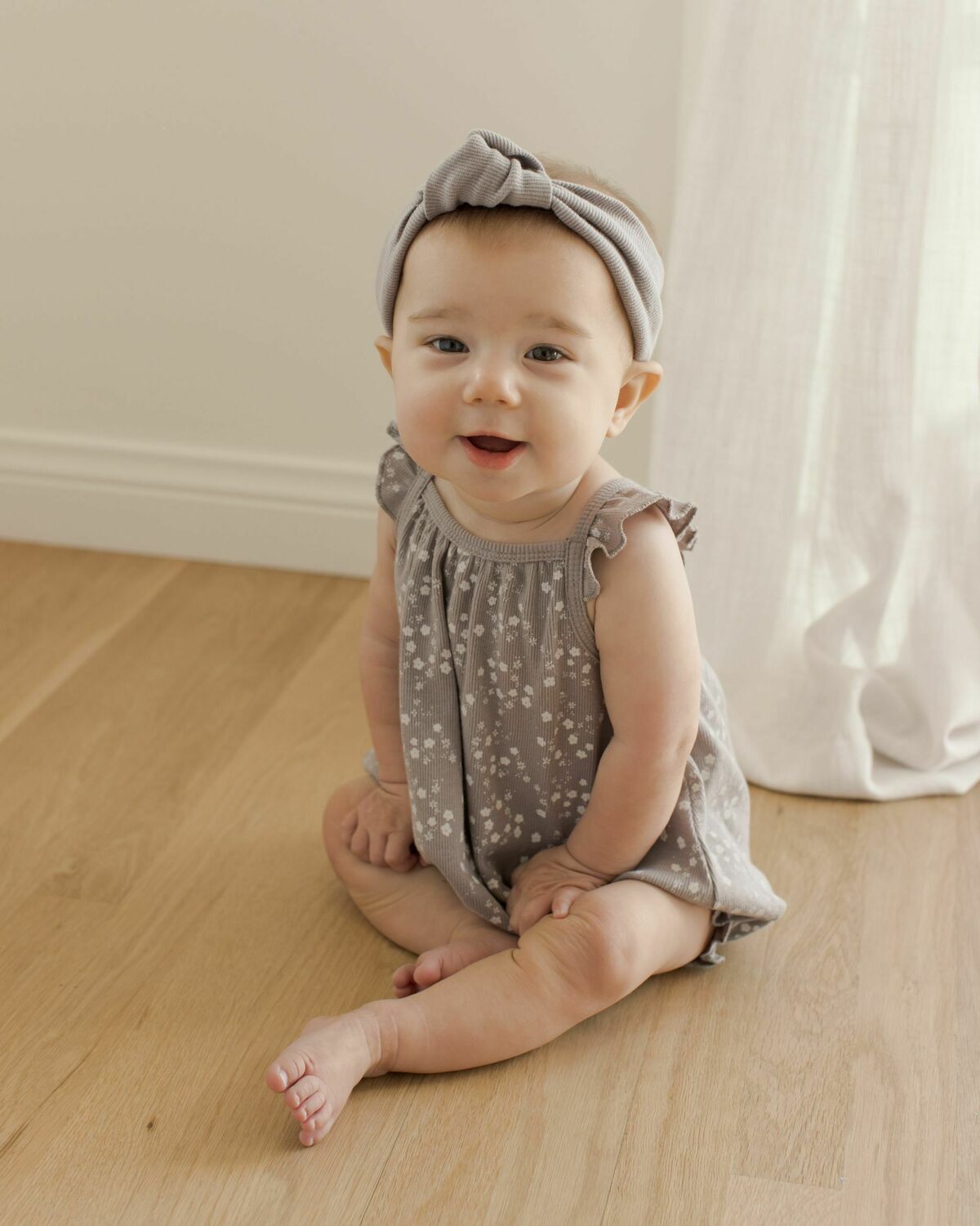 QUINCY MAE Baby Rompers Ribbed Ruffle Romper Fleur Lila