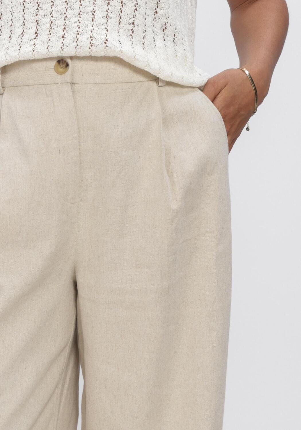 Beige MODSTR&Ouml;M Broeken GALEMD LINEN WIDE PANTS - large