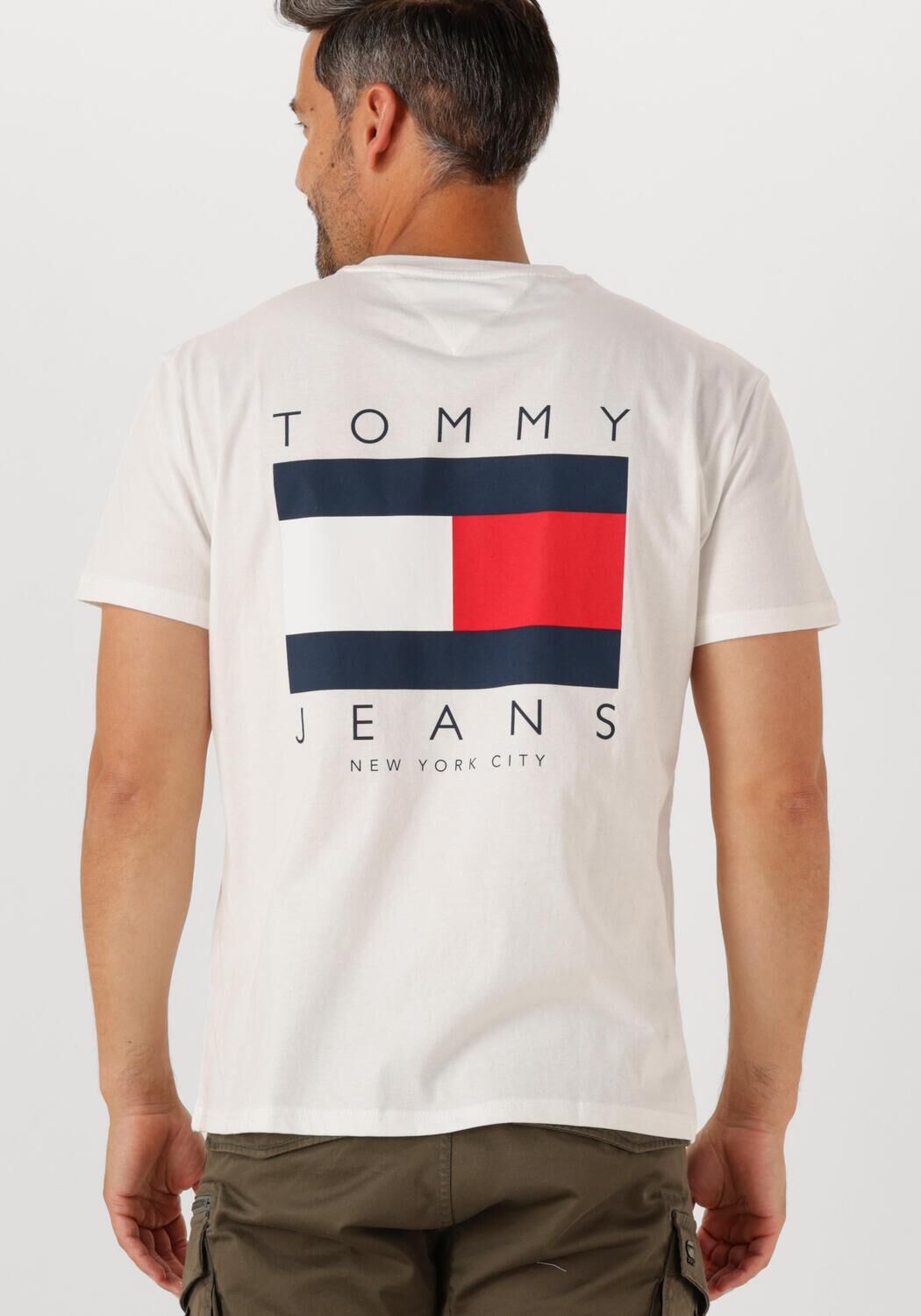 TOMMY JEANS Heren Polo's & T-shirts Tjm Reg Flag Graph Bckorint T Ext Ecru