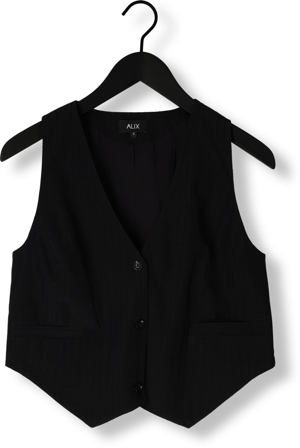 ALIX THE LABEL Dames Blazers Ladies Woven Stripy Waistcoat Zwart
