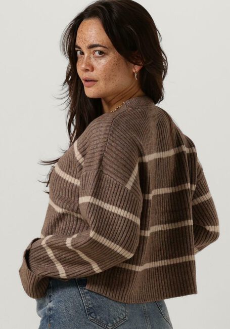 Beige CO'COUTURE Trui ROW STRIPE BOX CROP KNIT - large