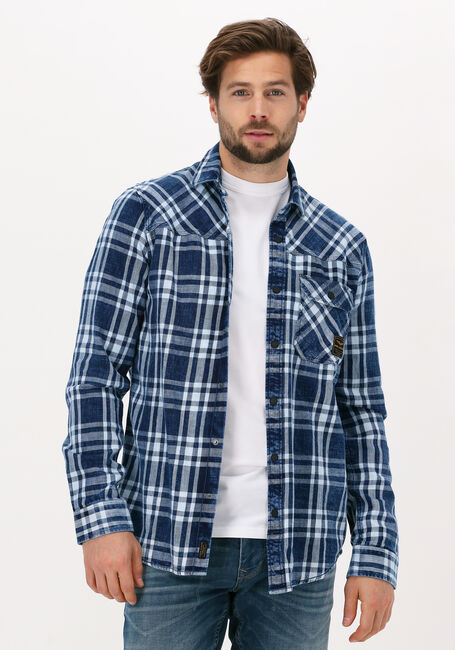 Blauwe PME LEGEND Casual overhemd LONG SLEEVE SHIRT INDIGO DENIM - large