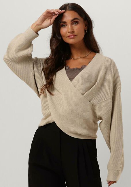 Beige MSCH COPENHAGEN Trui MSCHZINELLE RACHELLE WRAP PULLOVER - large