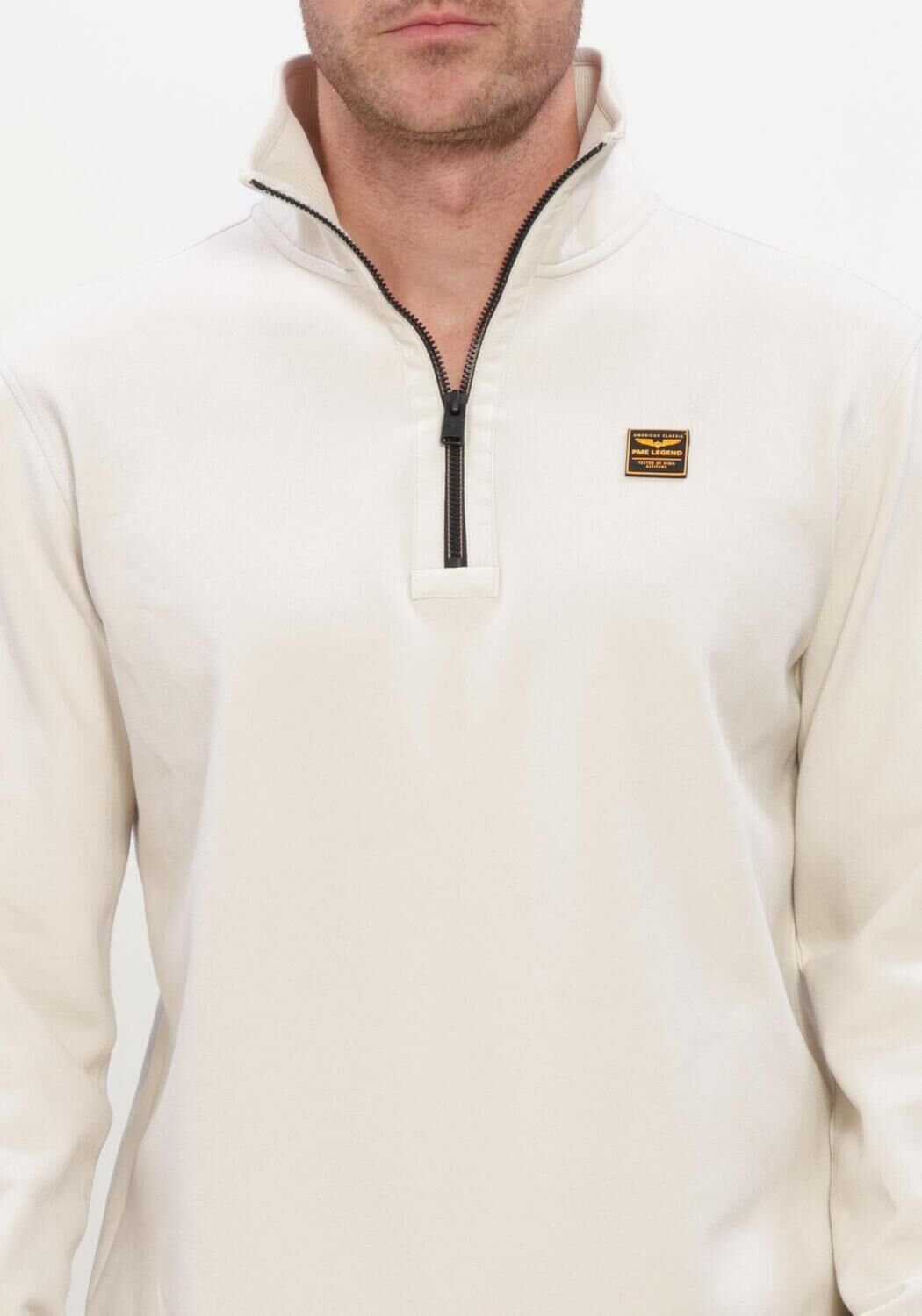 Ecru PME LEGEND Trui HALF ZIP COLLAR INTERLOCK JERSEY - large