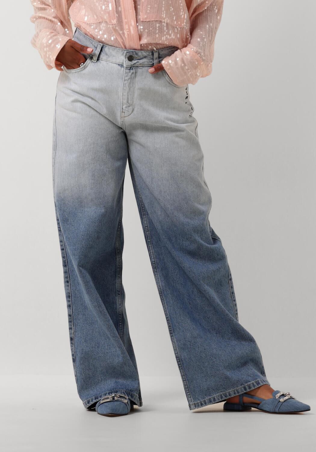 ALIX THE LABEL Dames Jeans Ladies Woven Dip Dye Pants Blauw