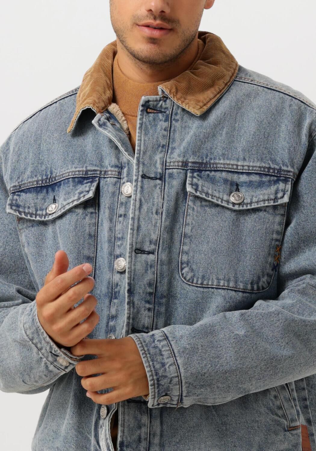 SCOTCH & SODA Heren Jassen Cord Collar Indigo Teddy Jacke Blauw