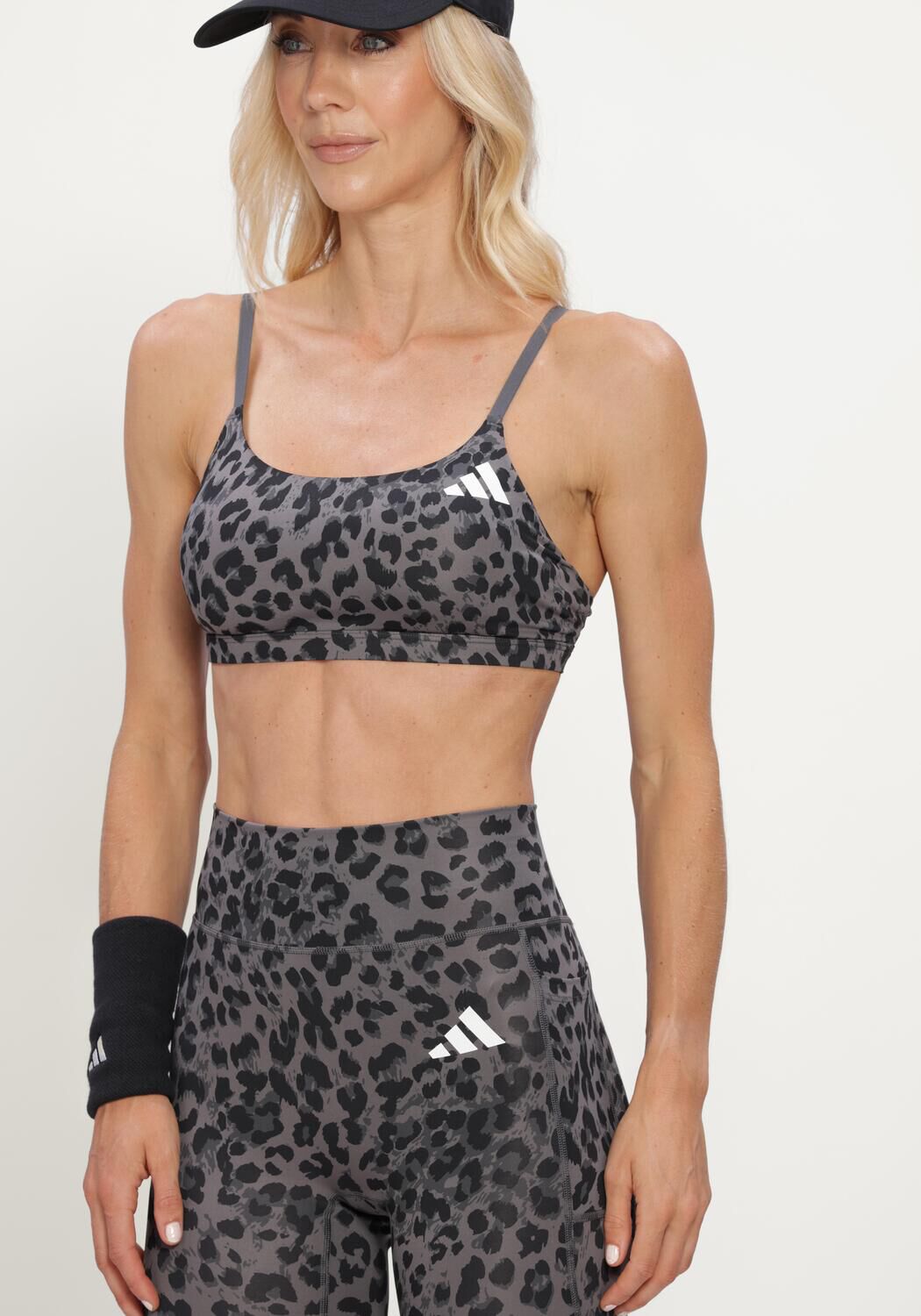 Grijze ADIDAS Sporttops OPT AOP LS BRA - large