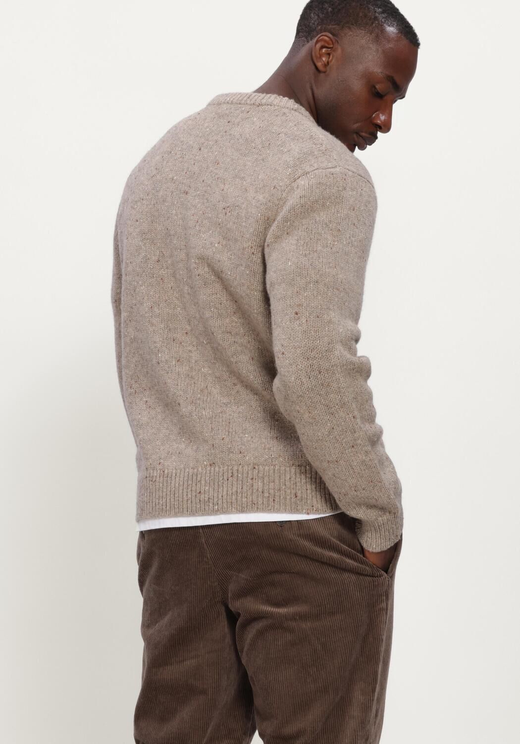 Beige SELECTED MEN Trui SLHCODY LS KNIT CREW NECK - large