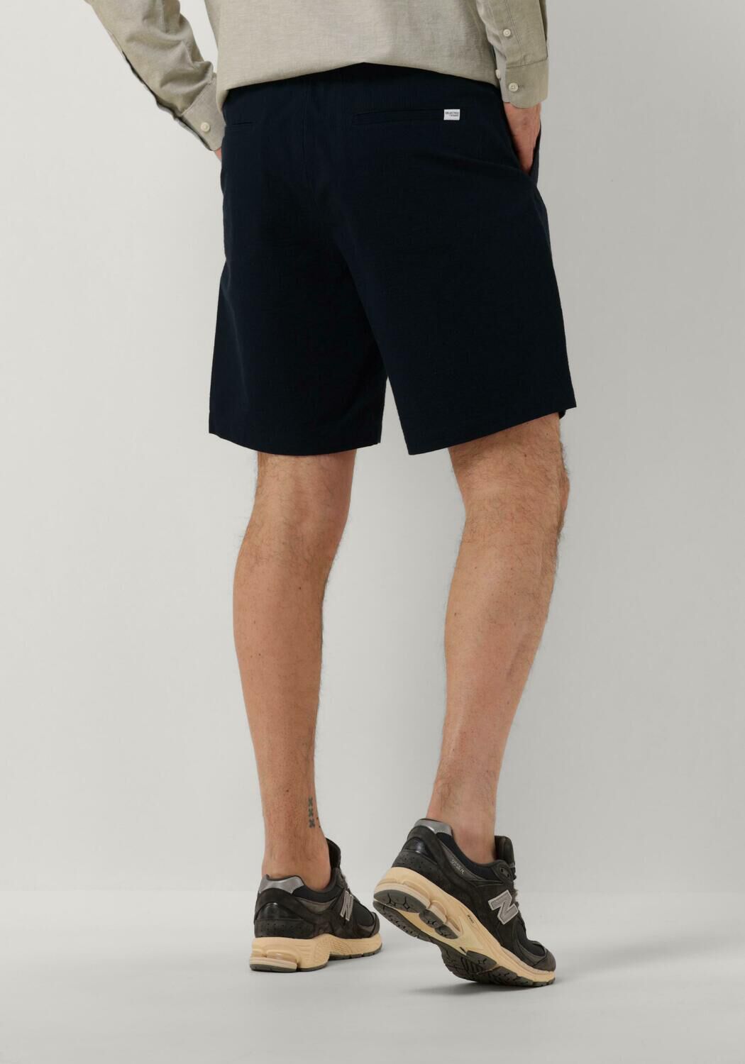 SELECTED HOMME Heren Broeken Slhregular-karl Seersucker Shorts Donkerblauw