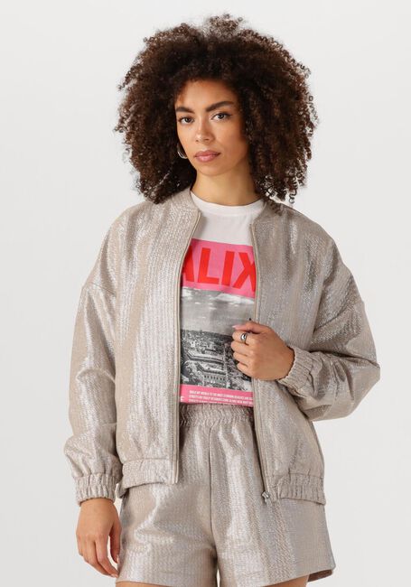 Zilveren ALIX THE LABEL Jack LADIES WOVEN FOIL JACKET - large