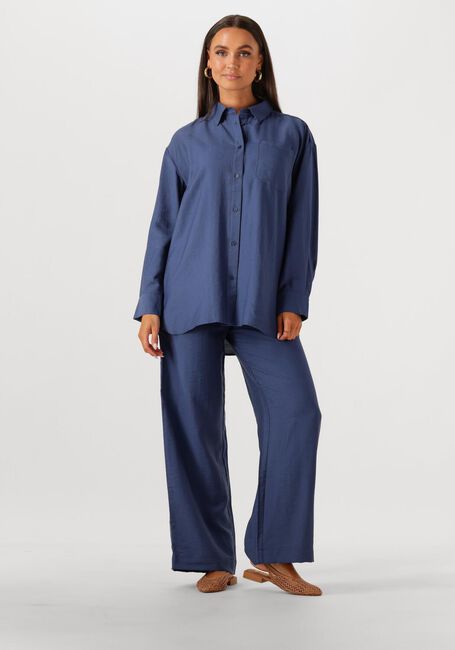 Donkerblauwe MSCH COPENHAGEN Wijde broek MSCHDISA HW PANTS - large