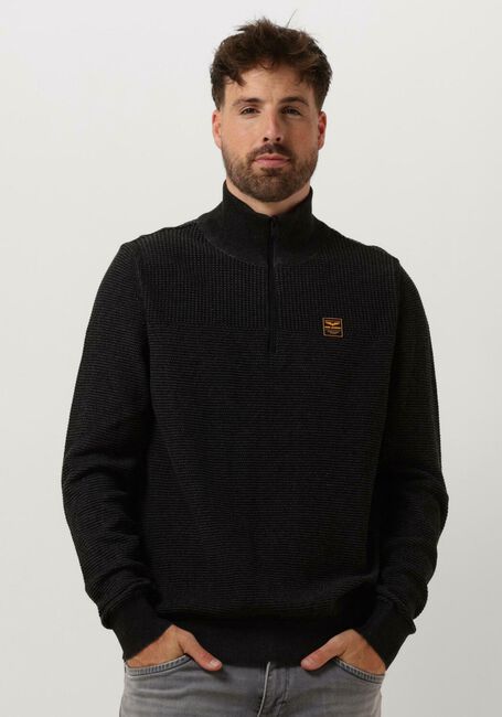Donkergrijze PME LEGEND Trui HALF ZIP COLLAR COTTON PLATED - large