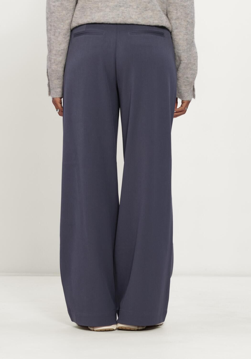 Donkerblauwe MSCH COPENHAGEN Wijde broek MSCHHENRIKA HW PANTS - large