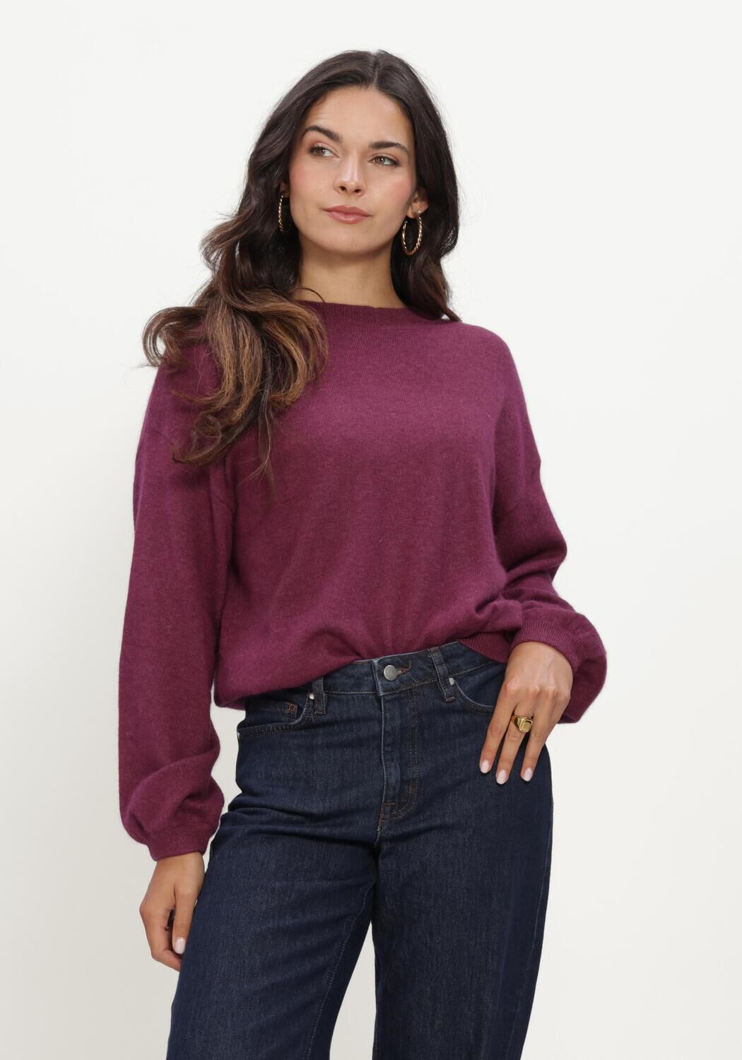 Paarse TWNS Trui LONG PUFFED SLEEVES ROUND NECK JUMPER - large