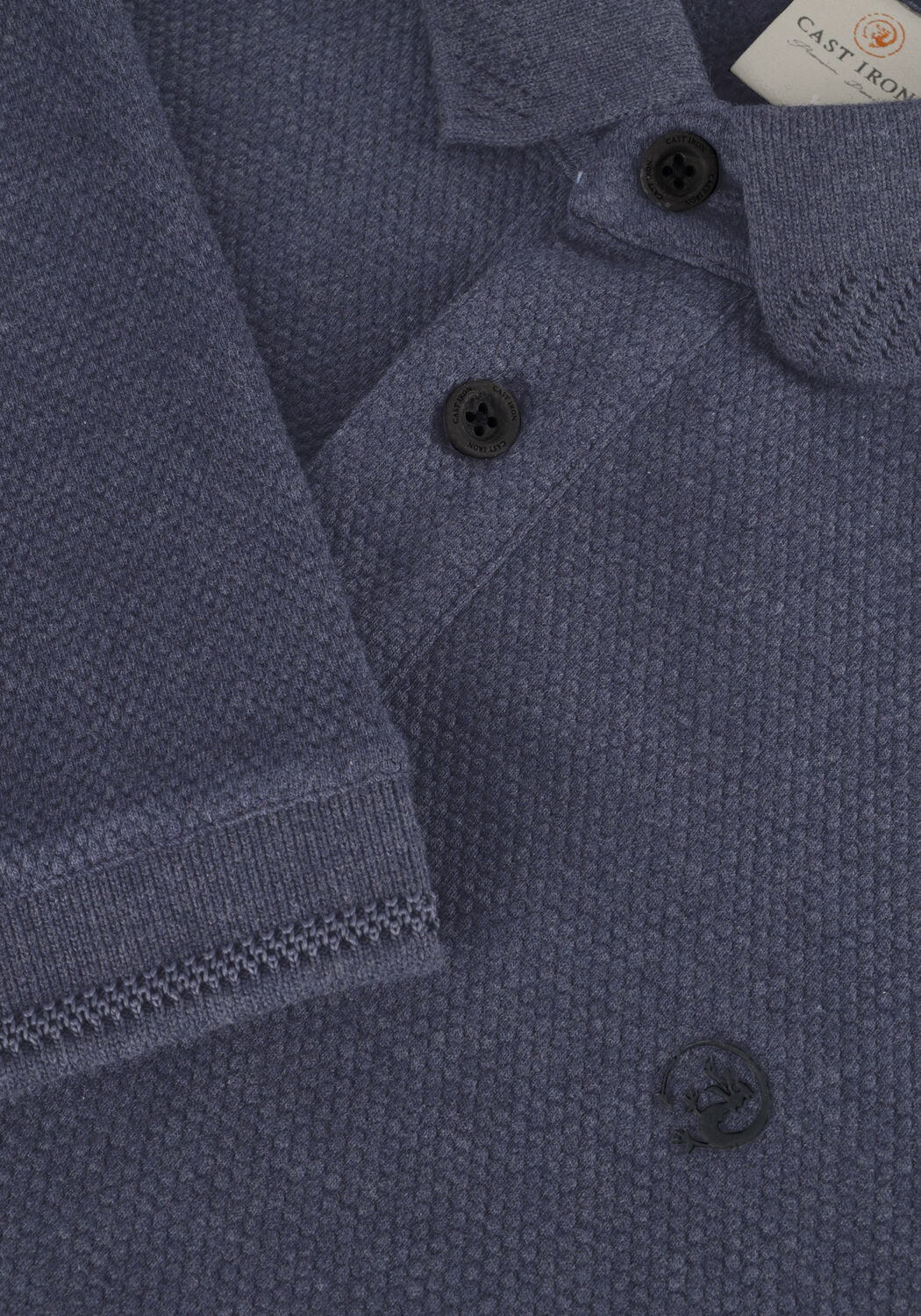Blauwe CAST IRON Polo SHORT SLEEVE POLO POPCORN JERSEY MELANGE - large
