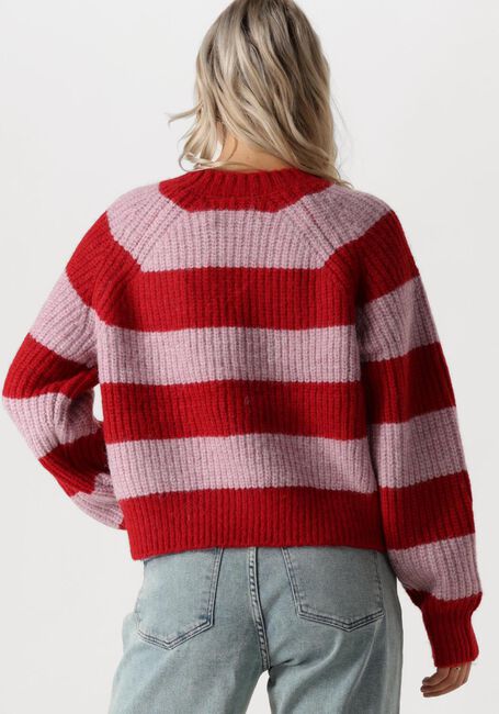 Rode COLOURFUL REBEL Trui KINZA STRIPED KNITTED SWEATER - large