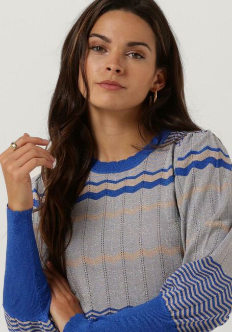 Blauwe NEO NOIR Trui DARY STRIPE KNIT BLOUSE - large