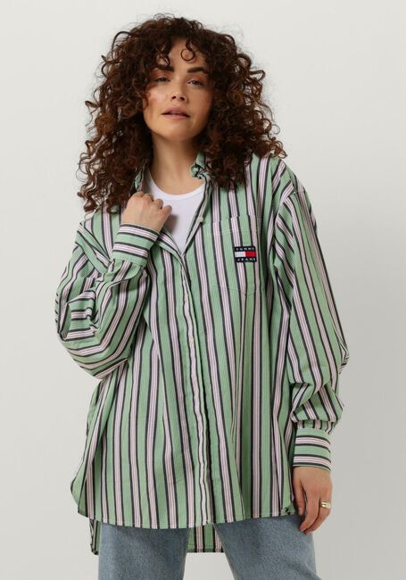 Groene TOMMY JEANS Blouses TJW ULTRA OVERSIZED STRIPE SHIRT - large