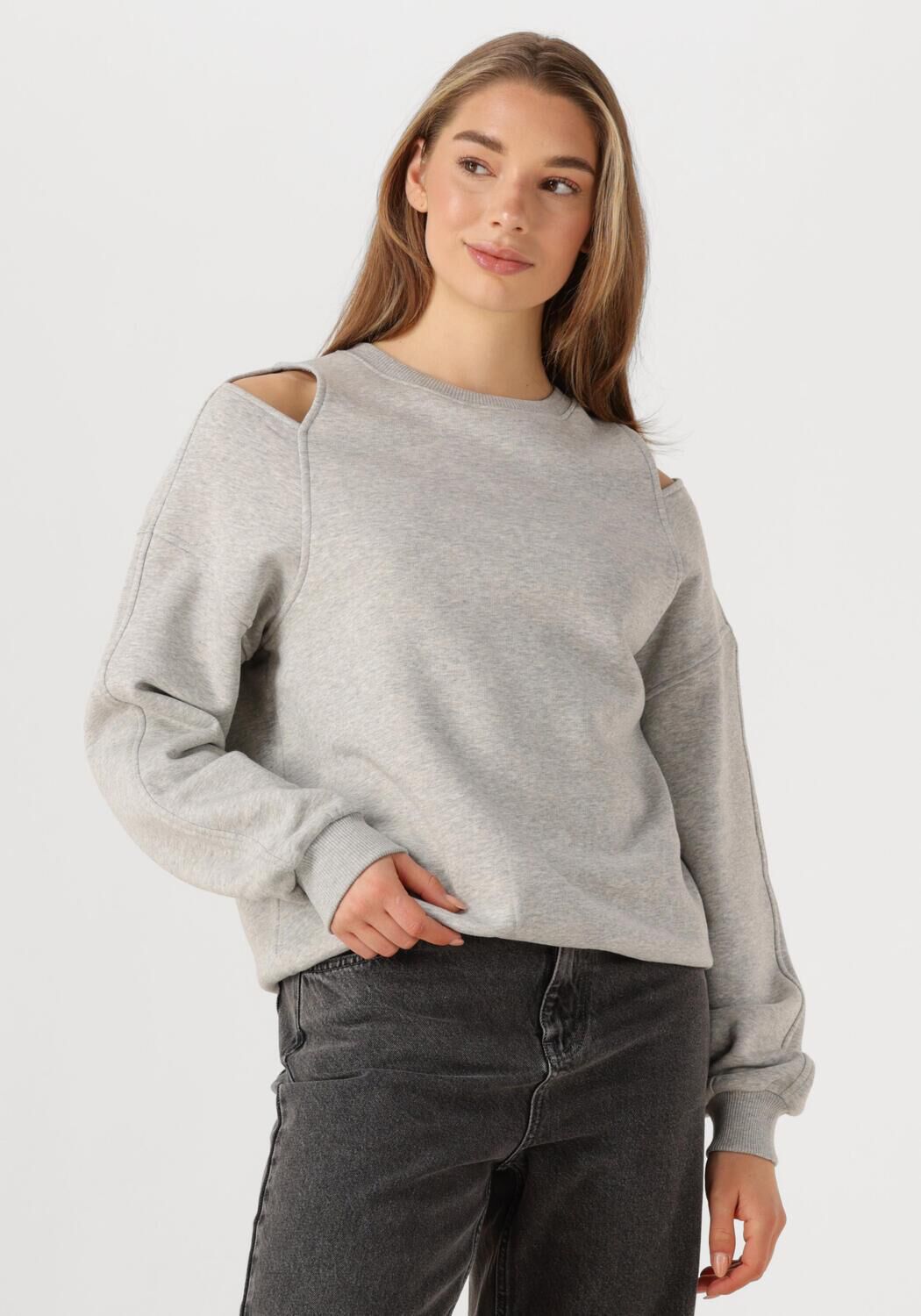 ALIX THE LABEL Dames Truien & Vesten Ladies Knitted Cut Out Sweater Grijs