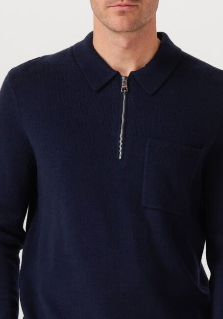 Donkerblauwe TOMMY HILFIGER Trui LAMBSWOOL ZIP POLO - large