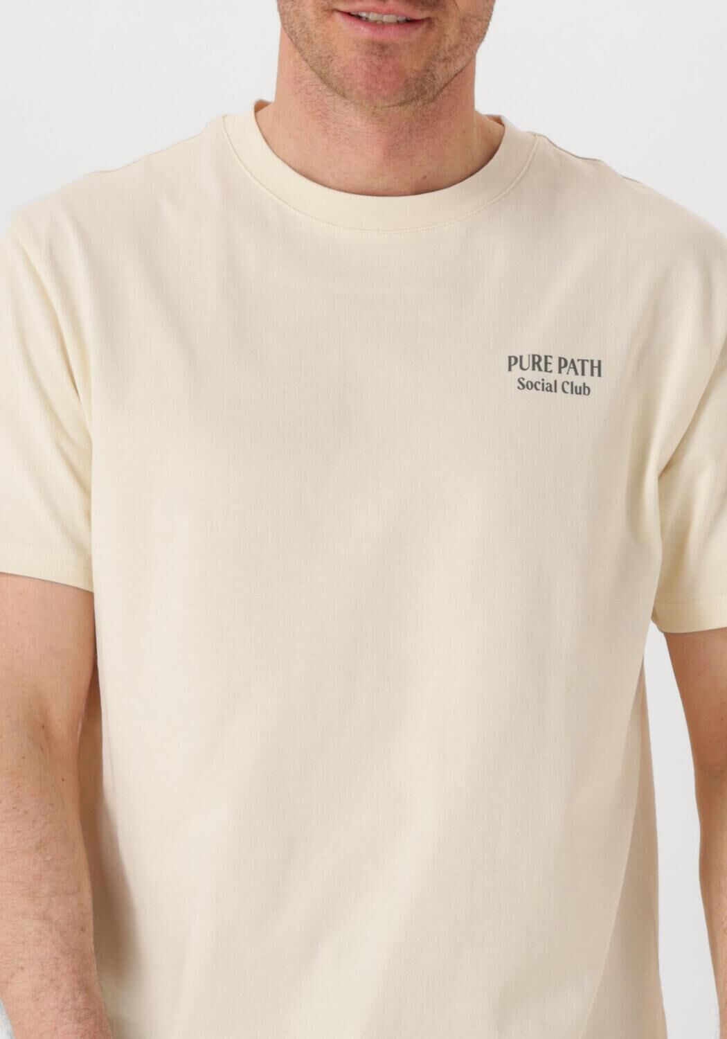 PURE PATH Heren Polo's & T-shirts Regular Fit Crewneck Ss T-shirts Gebroken Wit