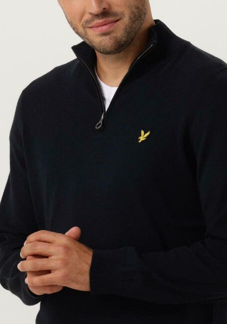 Donkerblauwe LYLE & SCOTT Trui COTTON MERINO QUARTER ZIP JUMPER - large