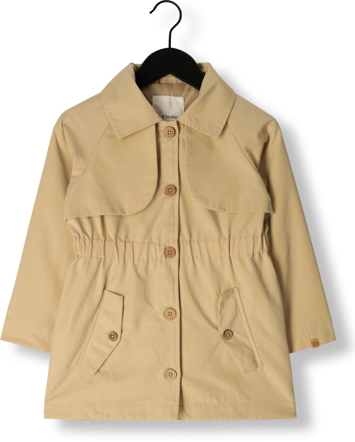 LIL' ATELIER MINI zomer trenchcoat NMFLAMADELIN zand Jas Beige Meisjes Polyester Reverskraag 116