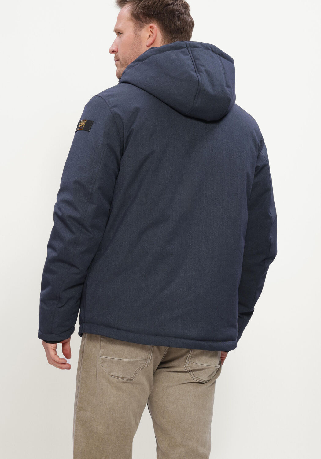 Donkerblauwe PME LEGEND Jack SEMI LONG JACKET STRATOR MELANGE TWILL - large