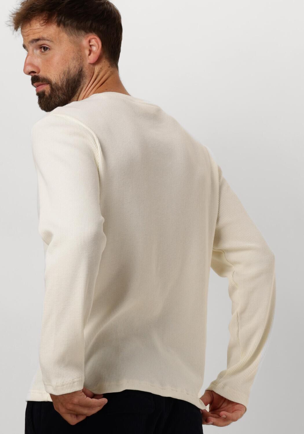 ANERKJENDT Heren Polo's & T-shirts Akkikki L s Waffle Tee Gebroken Wit