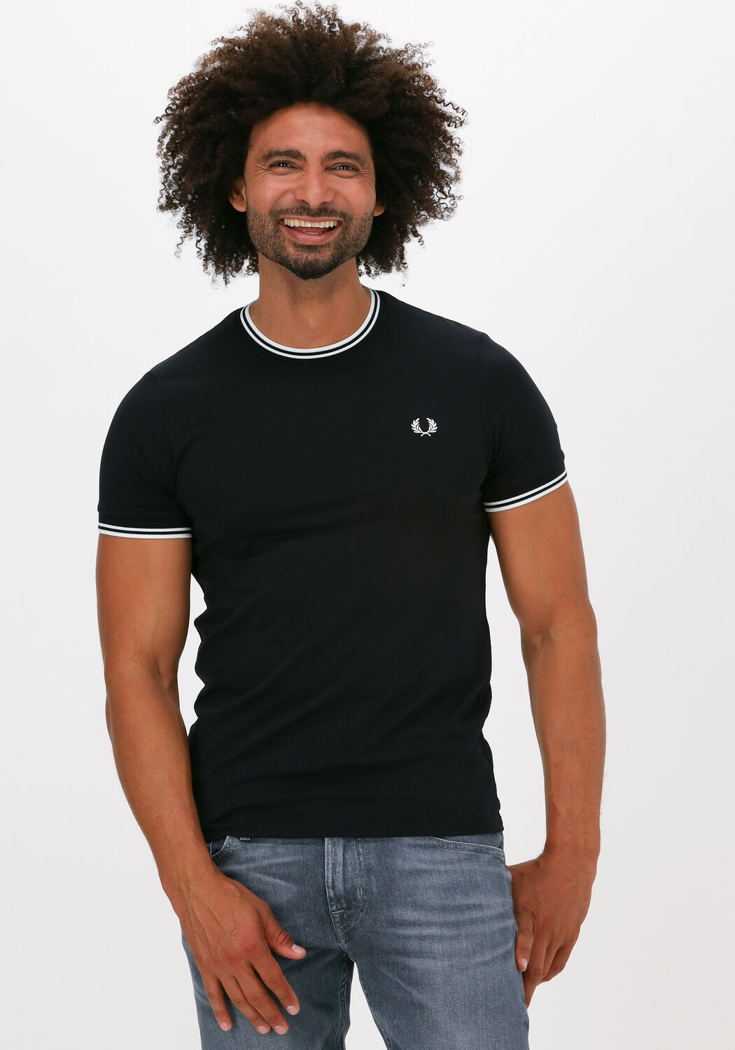 Zwarte FRED PERRY T shirt TWIN TIPPED T SHIRT Omoda